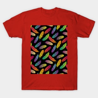 Multi Color Feathers Pattern T-Shirt